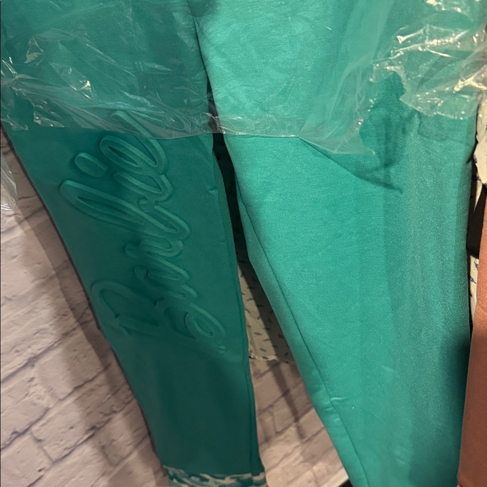 7. Barbie X Ugly Dukling • NWT $200+ teal Jogger/lounge Pants - Picture 2 of 3